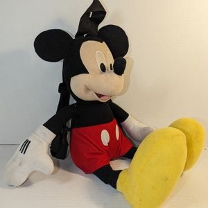 Disney Plush Mickey Mouse Backpack 19" Zipper Pocket Adjustable Straps Purse